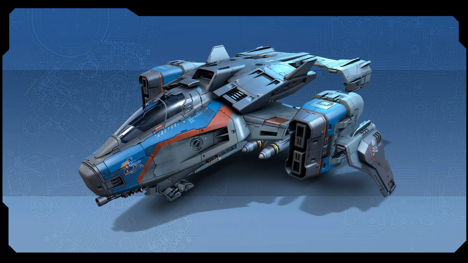 SF Modular Pirate Fighter Low-poly 3D model_2