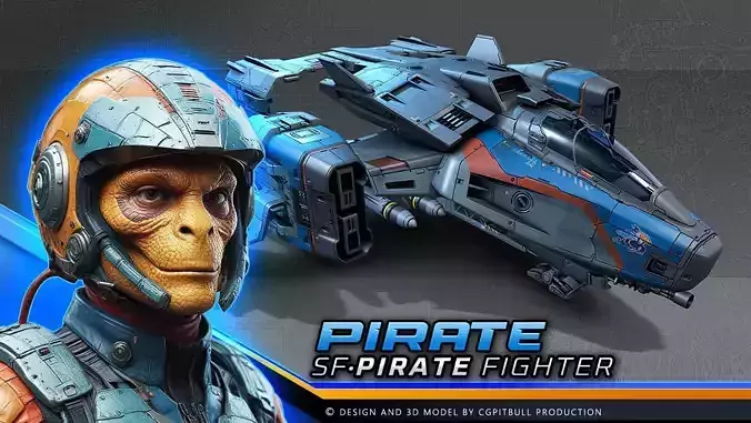 SF Modular Pirate Fighter Low-poly 3D model SF Modular Pirate Fighter Low-poly 3D model