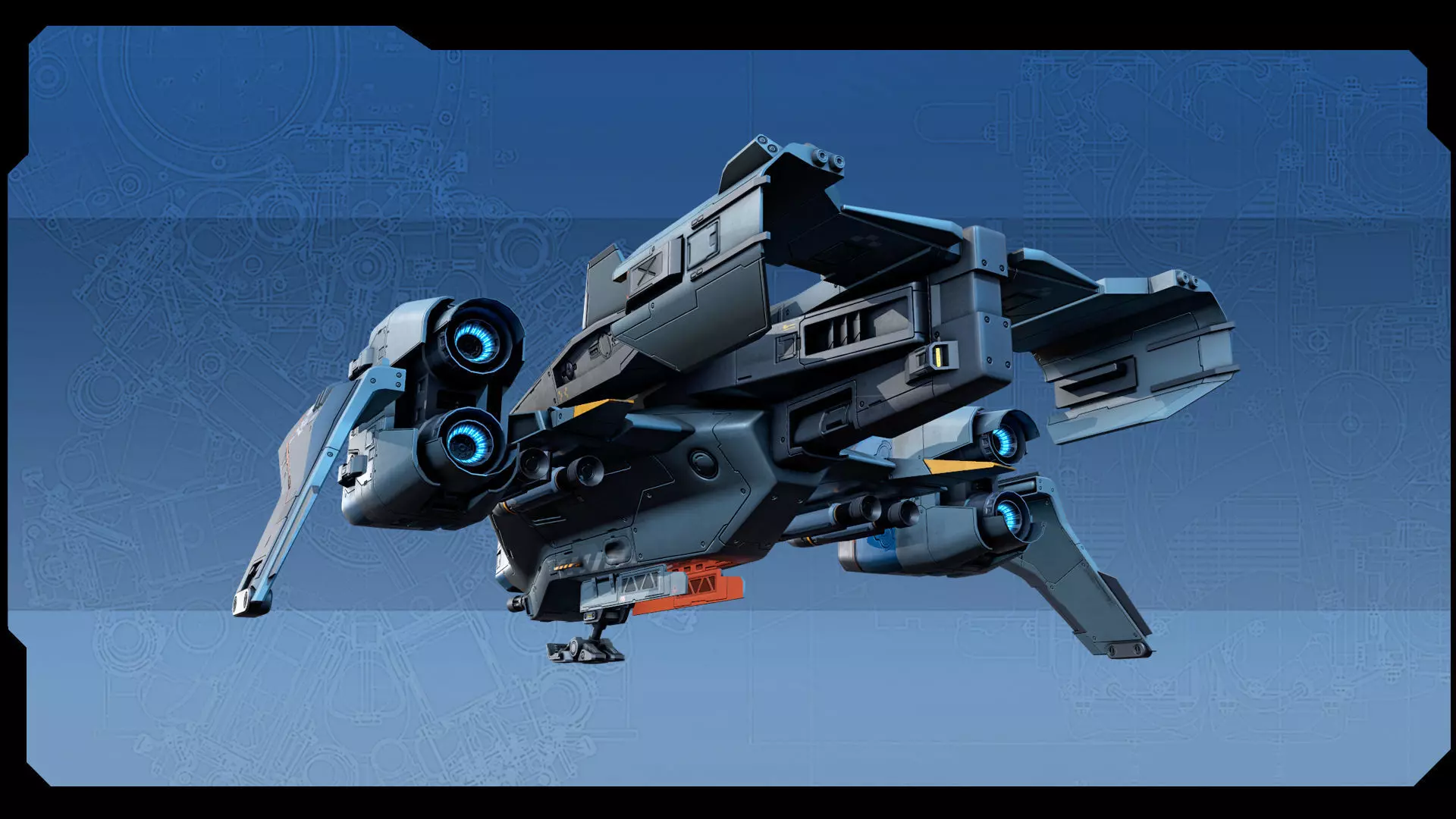 SF Modular Pirate Fighter Low-poly 3D model_9