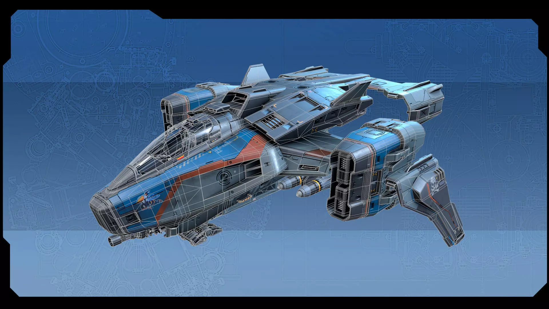 SF Modular Pirate Fighter Low-poly 3D model_12