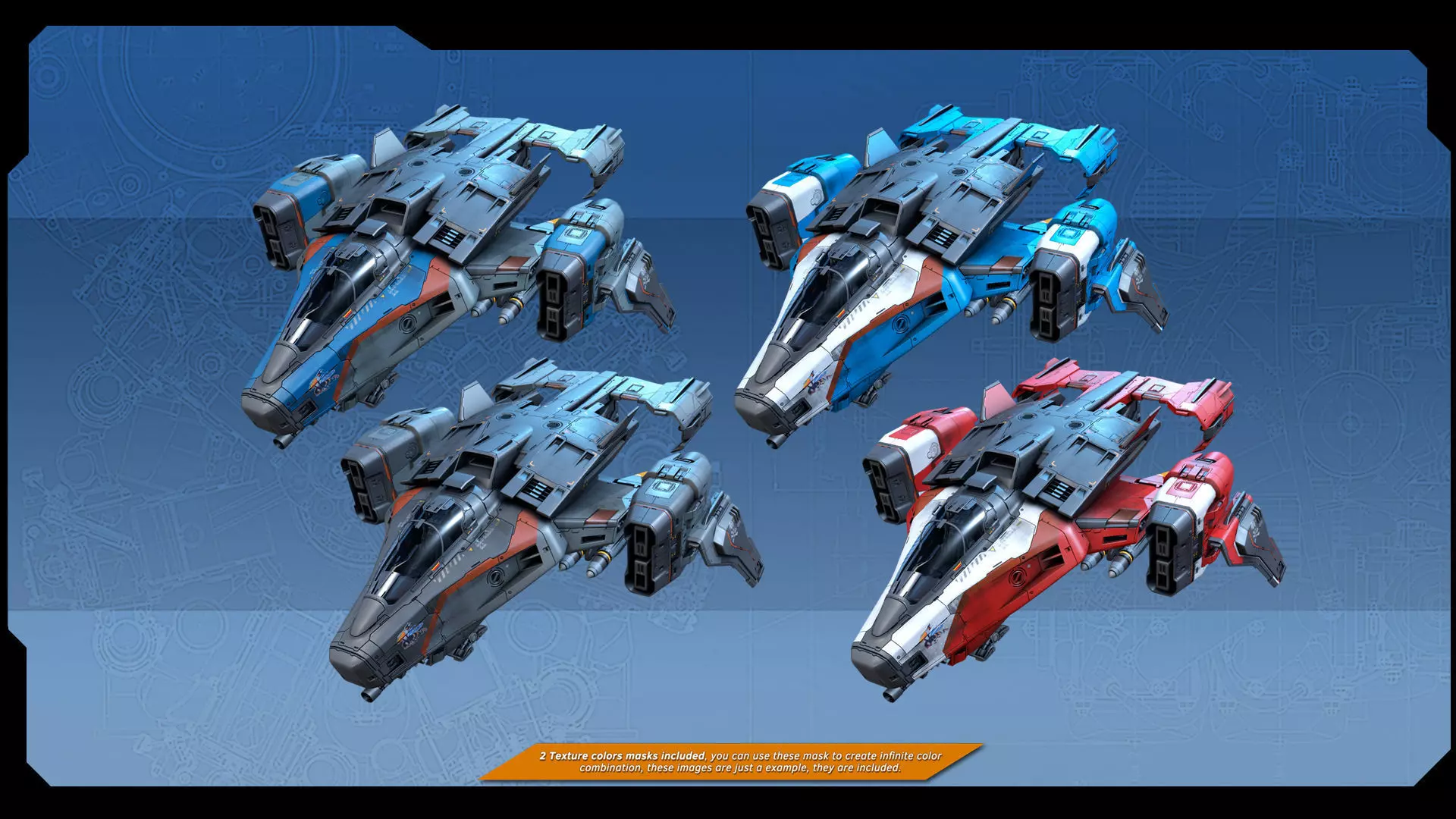 SF Modular Pirate Fighter Low-poly 3D model_10