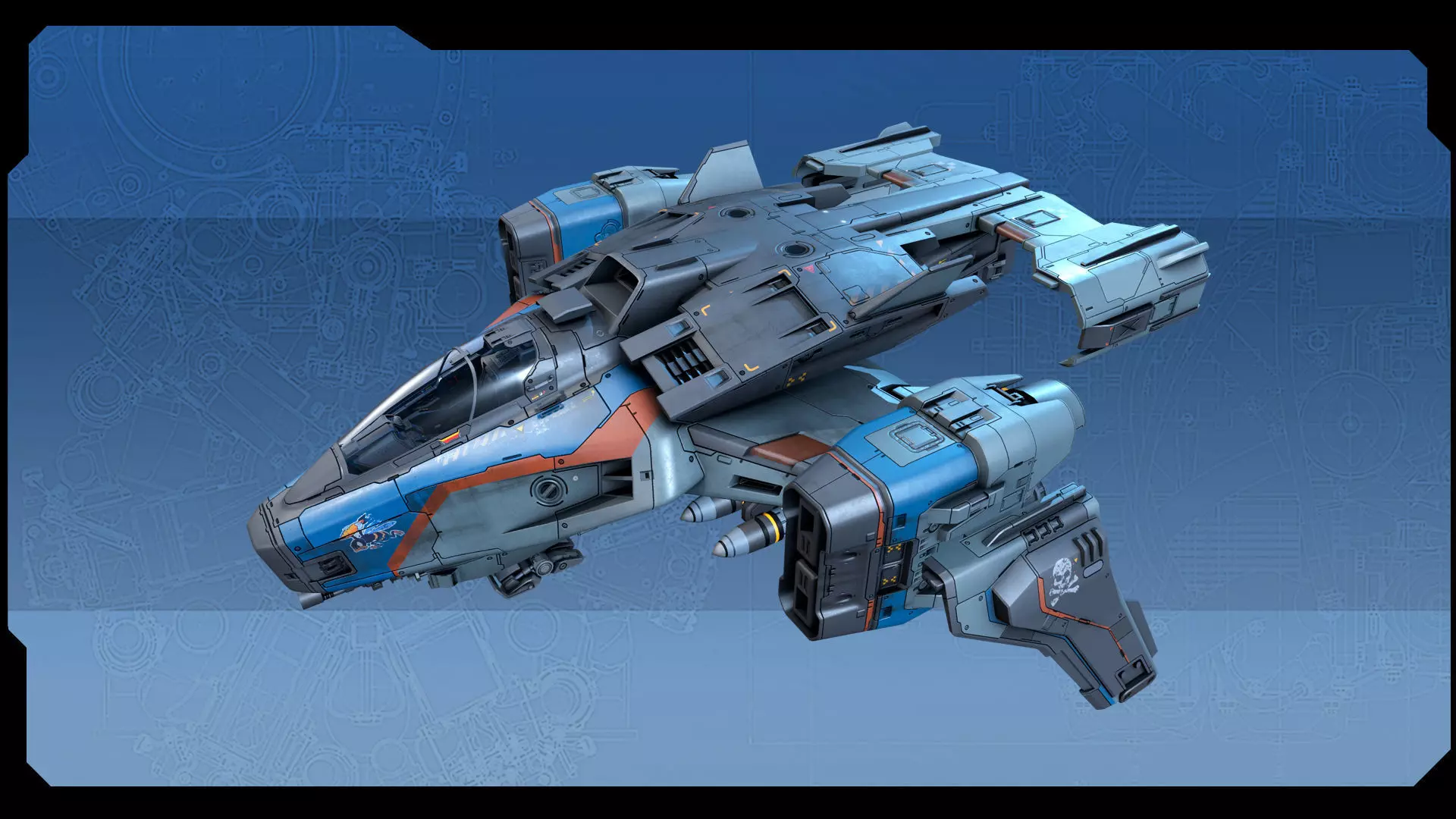 SF Modular Pirate Fighter Low-poly 3D model_3