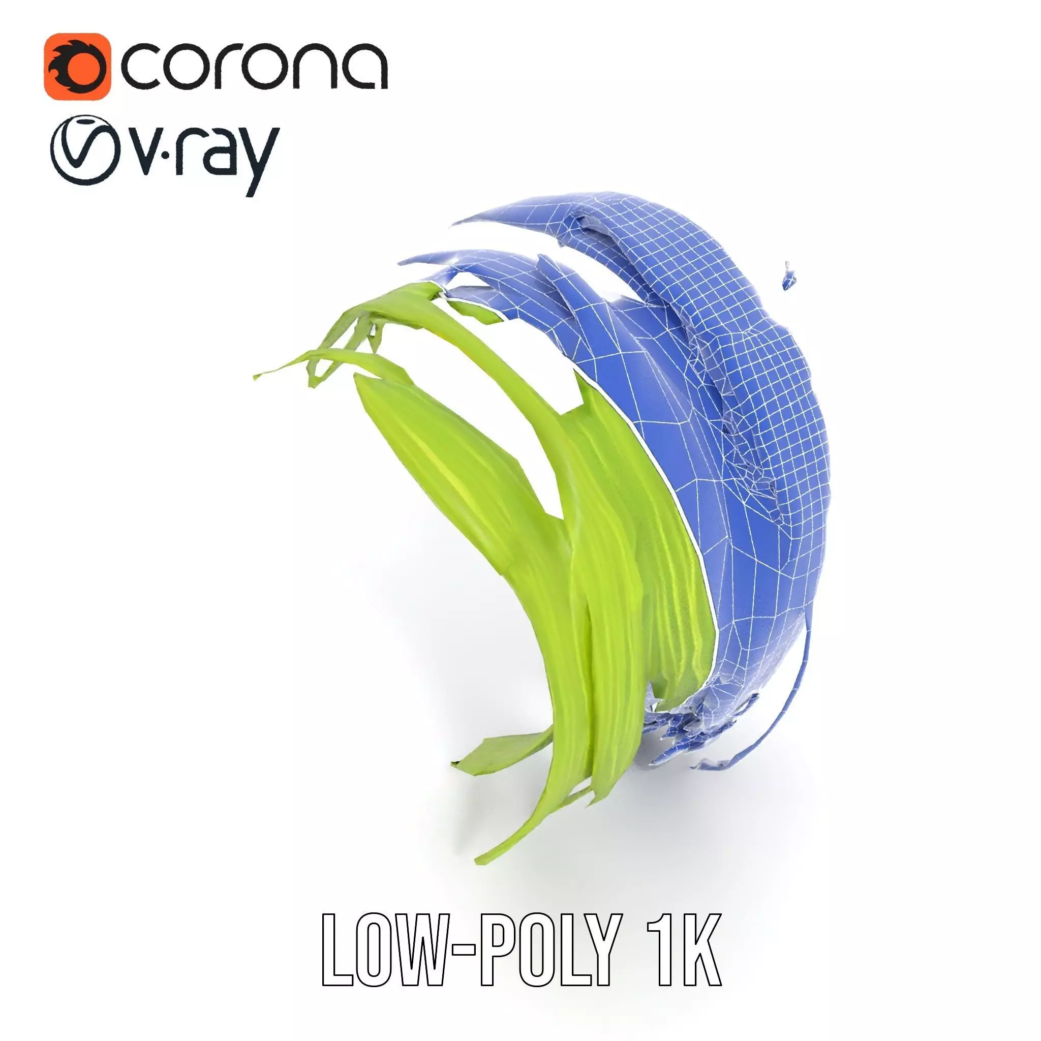 Curved Grass Blades model pack Low-poly 3D model_27