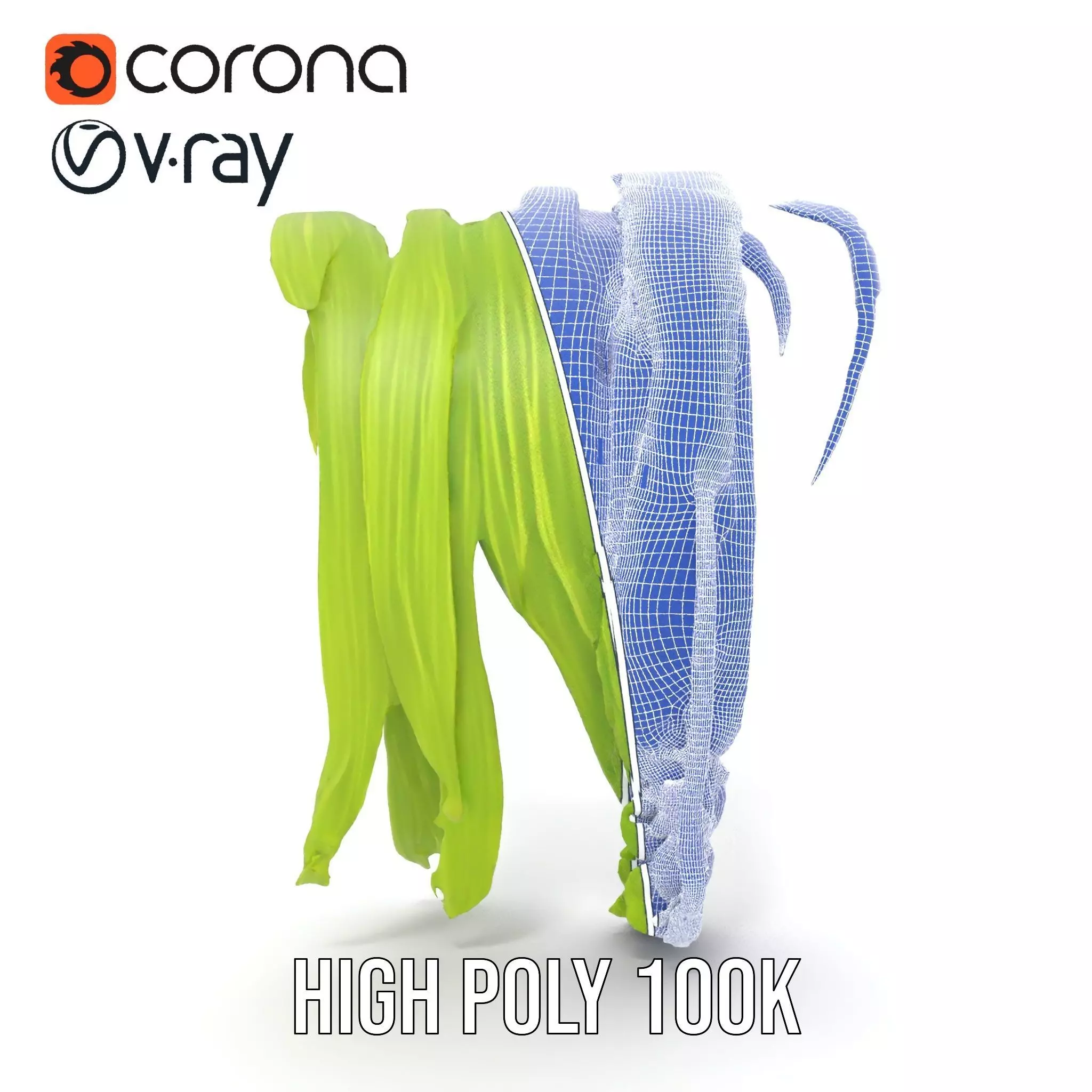 Curved Grass Blades model pack Low-poly 3D model_34