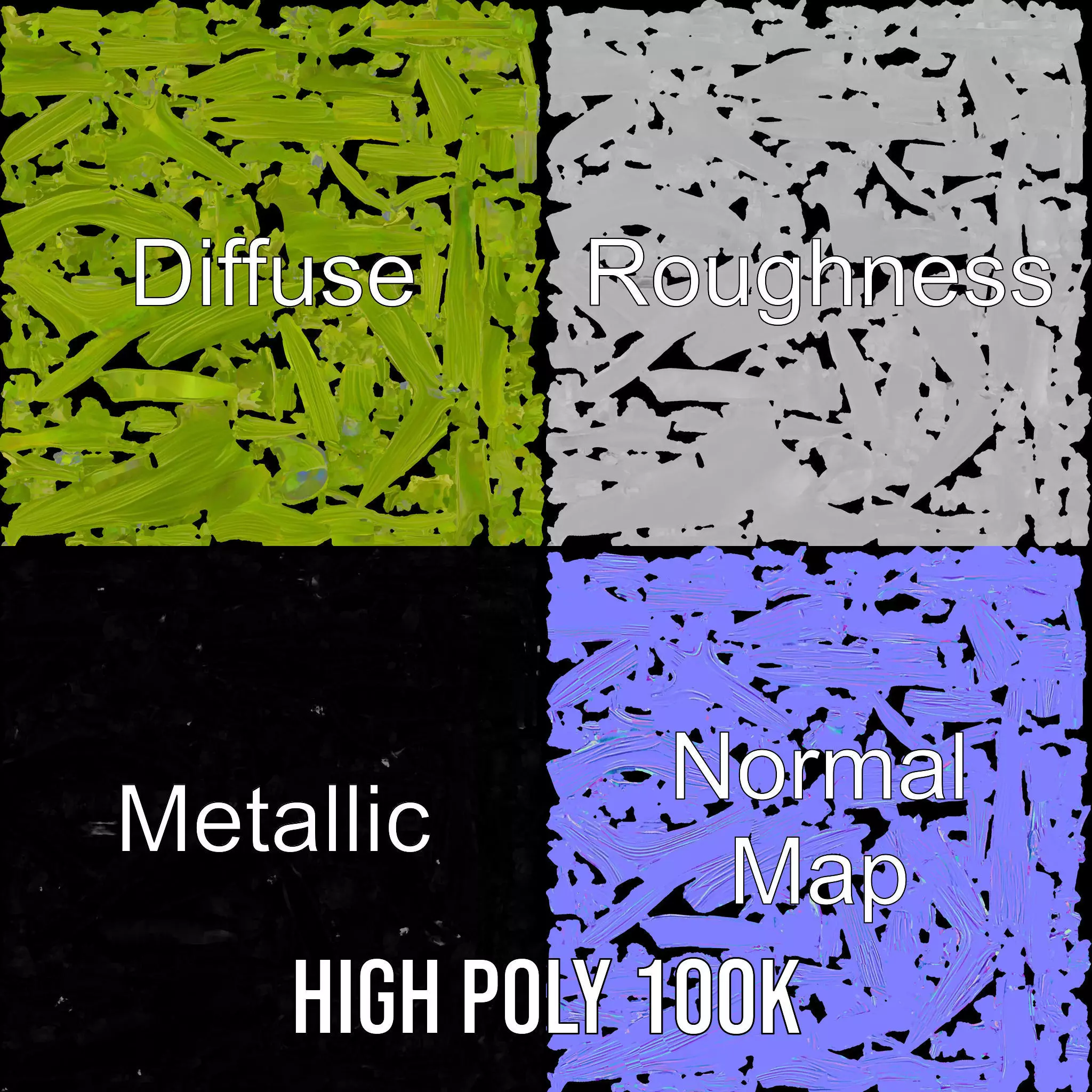 Curved Grass Blades model pack Low-poly 3D model_3