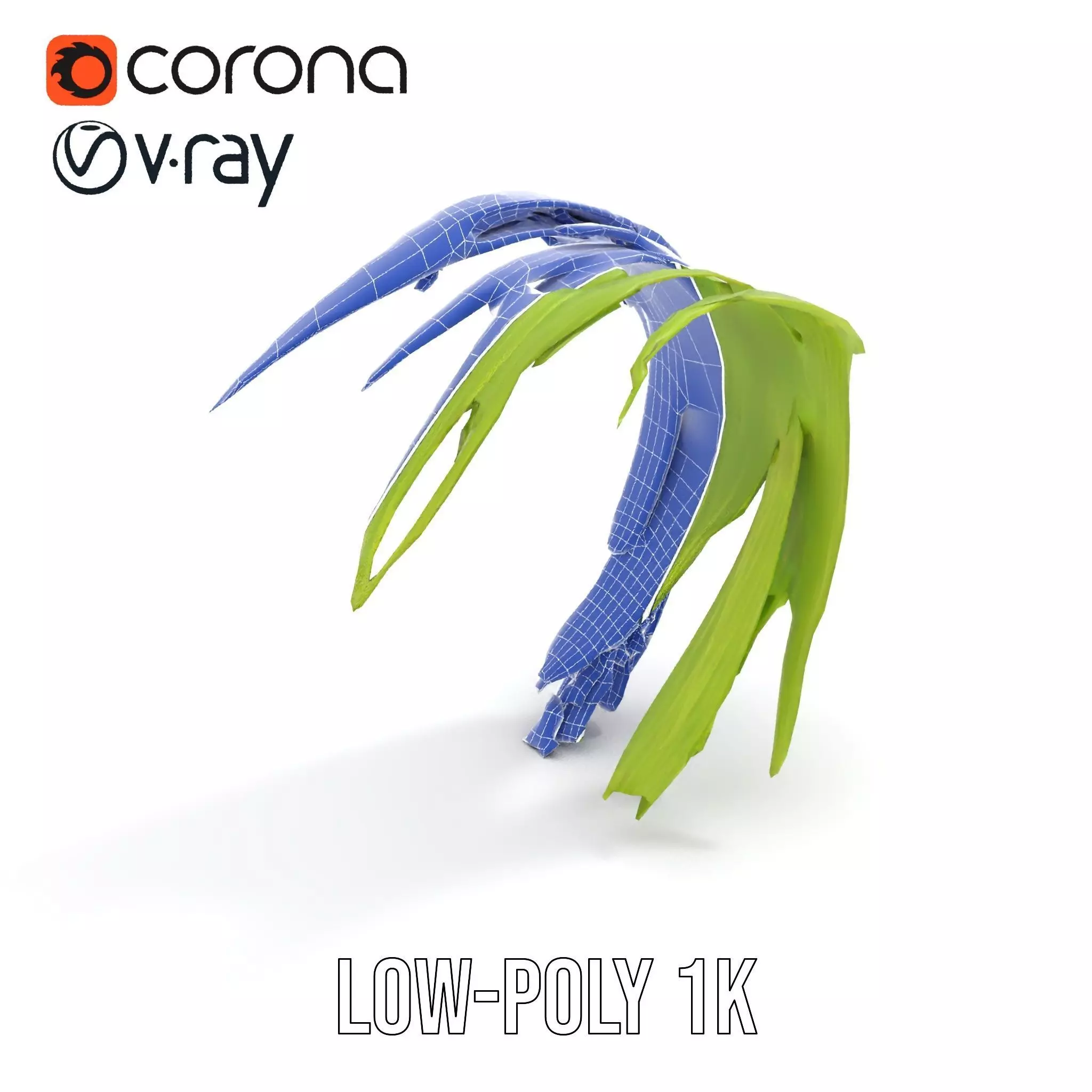 Curved Grass Blades model pack Low-poly 3D model_16