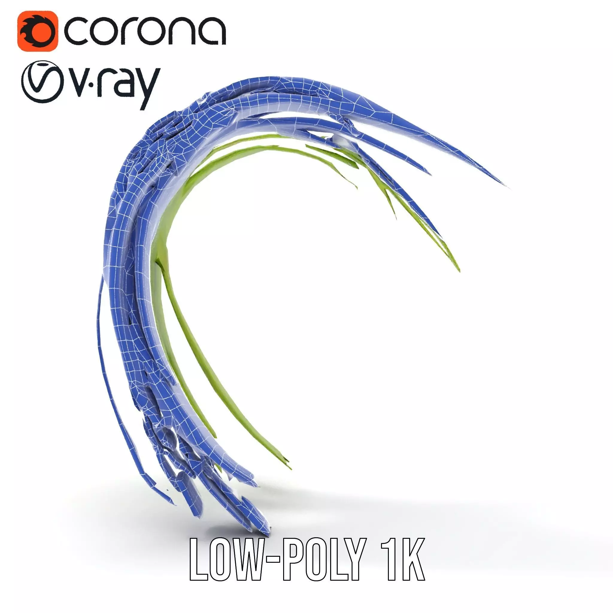 Curved Grass Blades model pack Low-poly 3D model_30