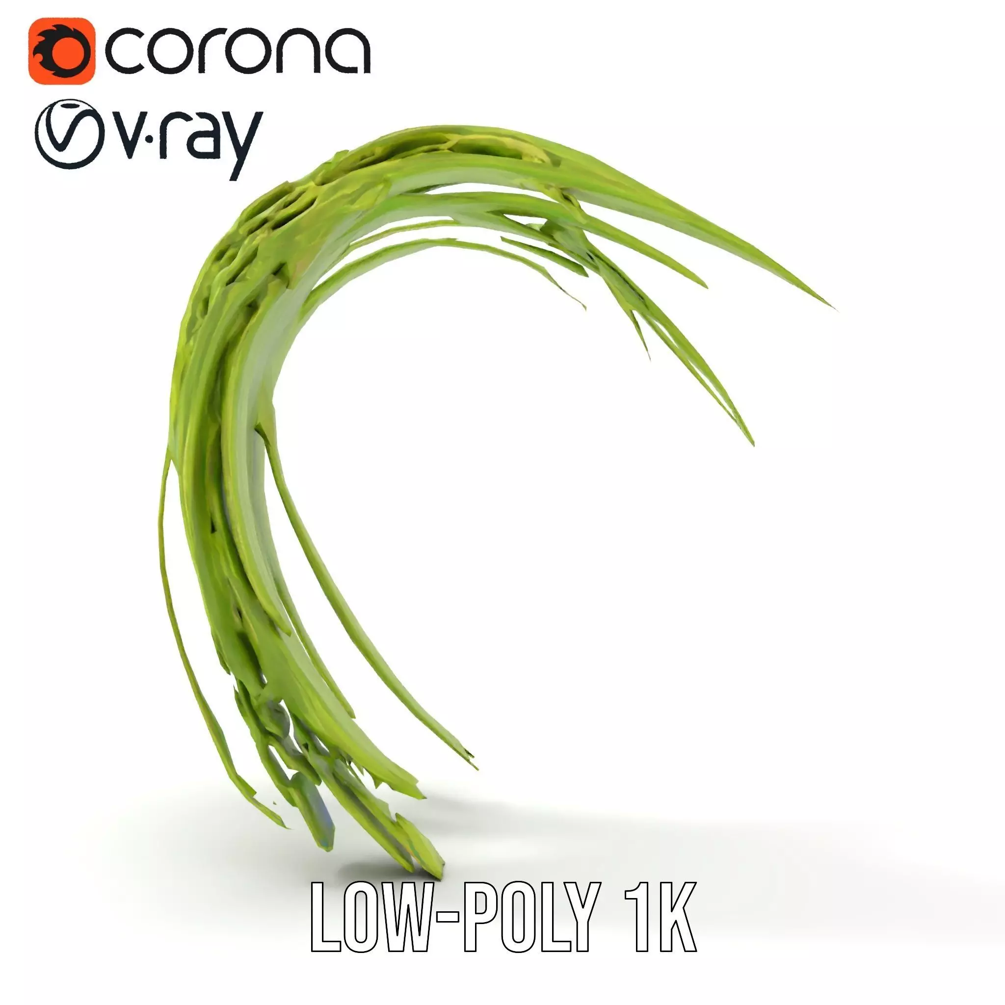 Curved Grass Blades model pack Low-poly 3D model_11