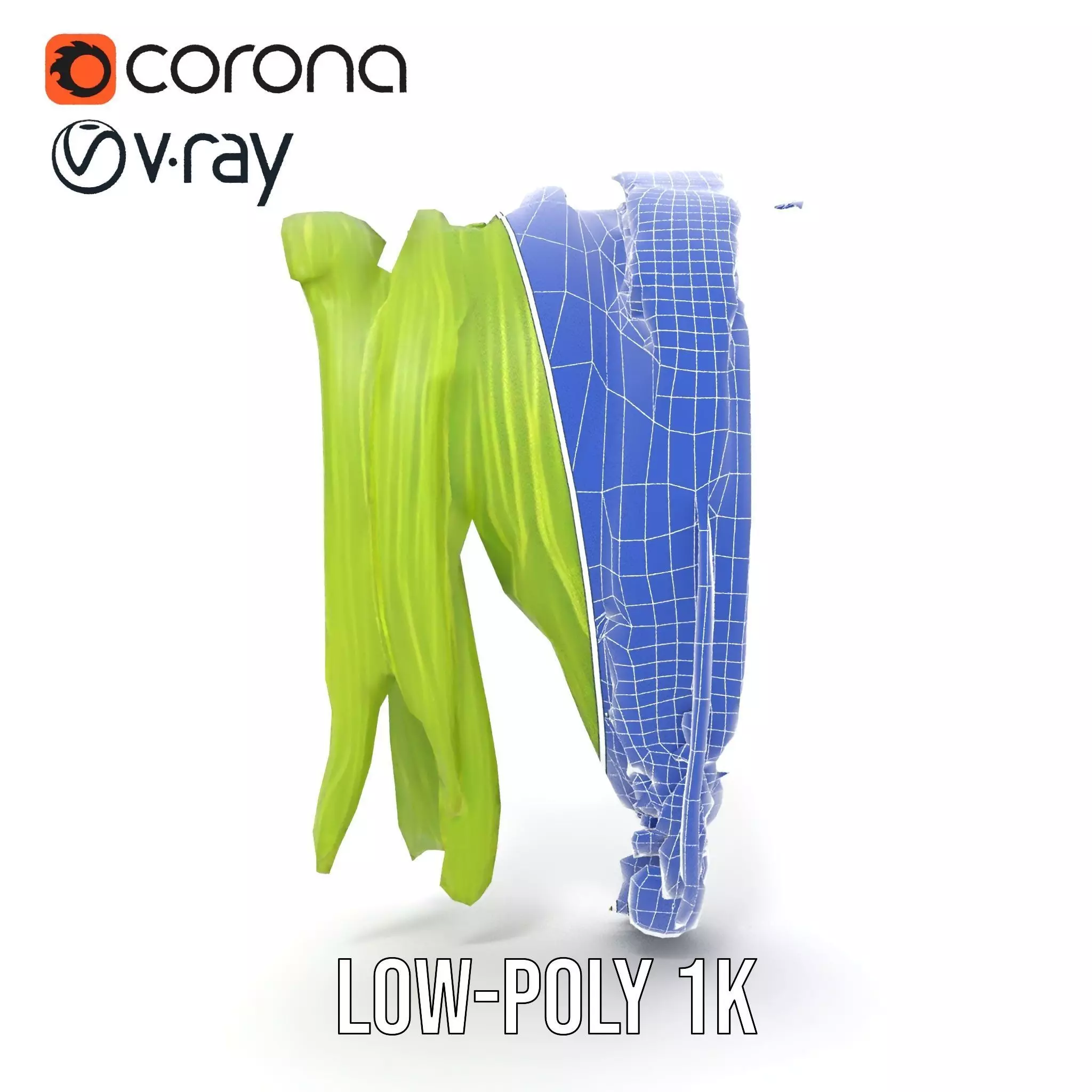 Curved Grass Blades model pack Low-poly 3D model_18