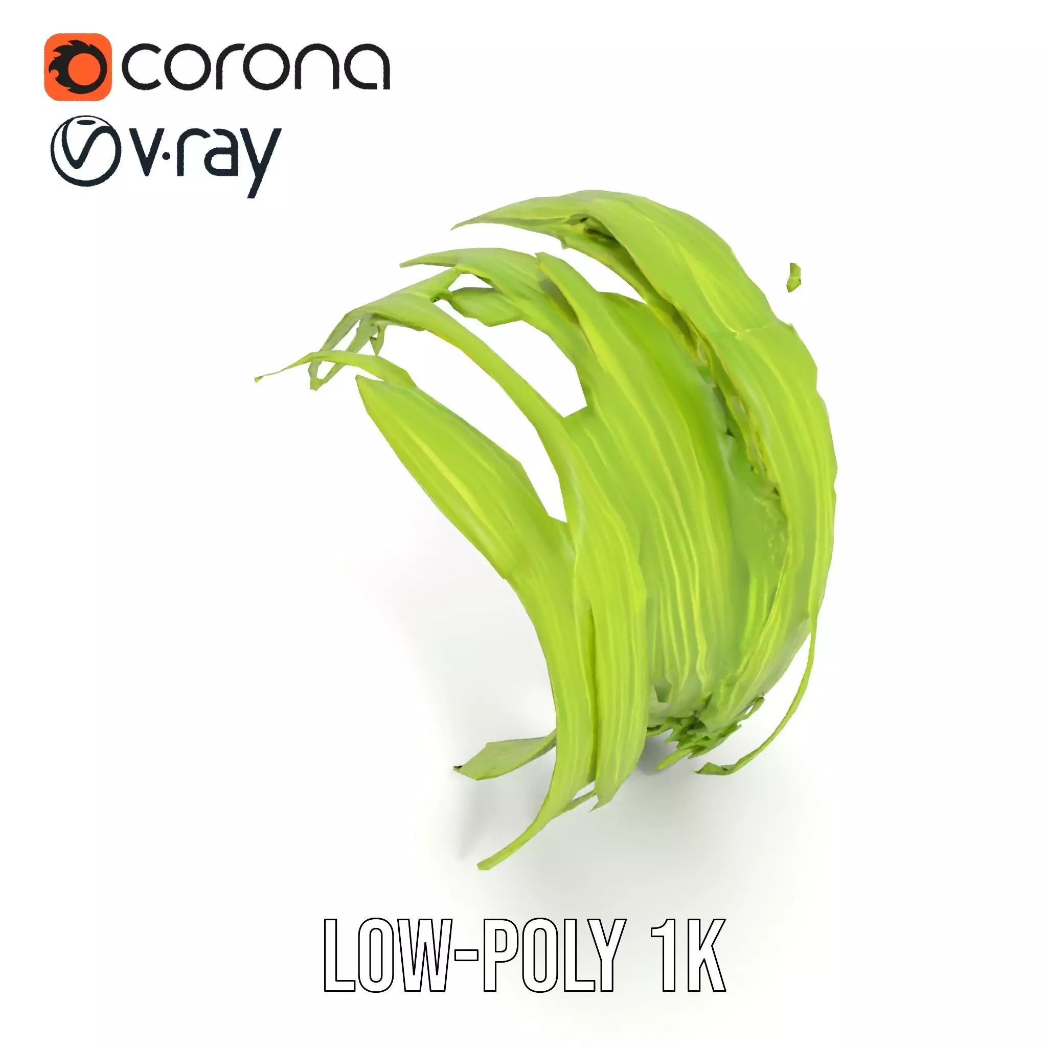 Curved Grass Blades model pack Low-poly 3D model_14