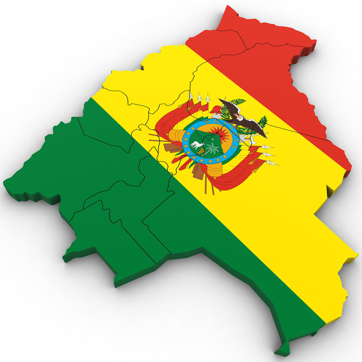 3d Political Map of Bolivia 3D model_2