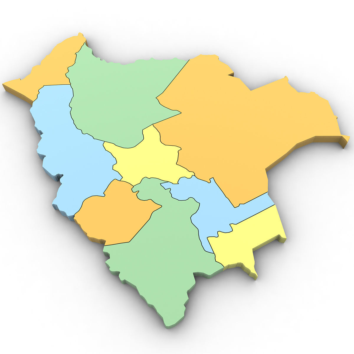 3d Political Map of Bolivia 3D model_1