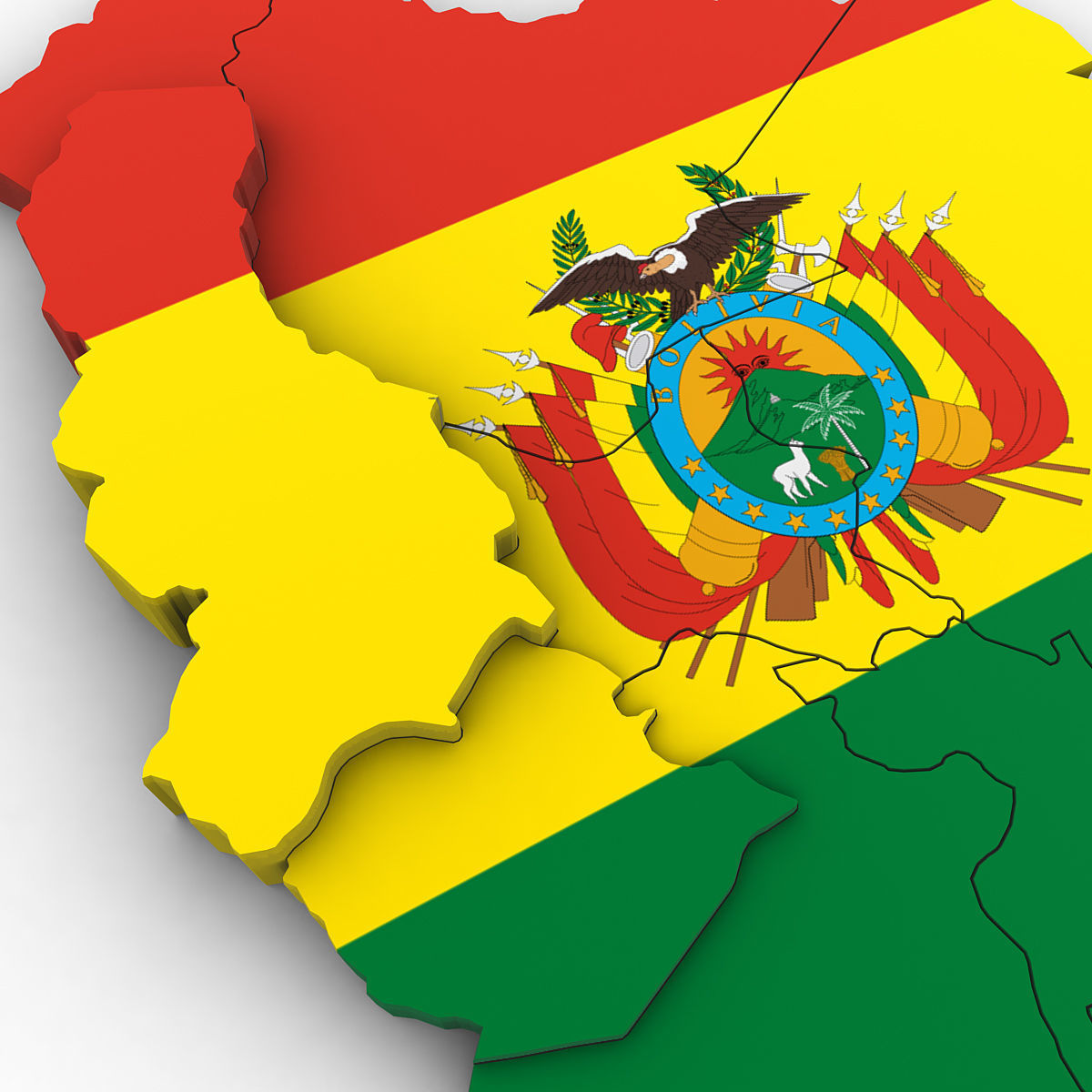 3d Political Map of Bolivia 3D model_4