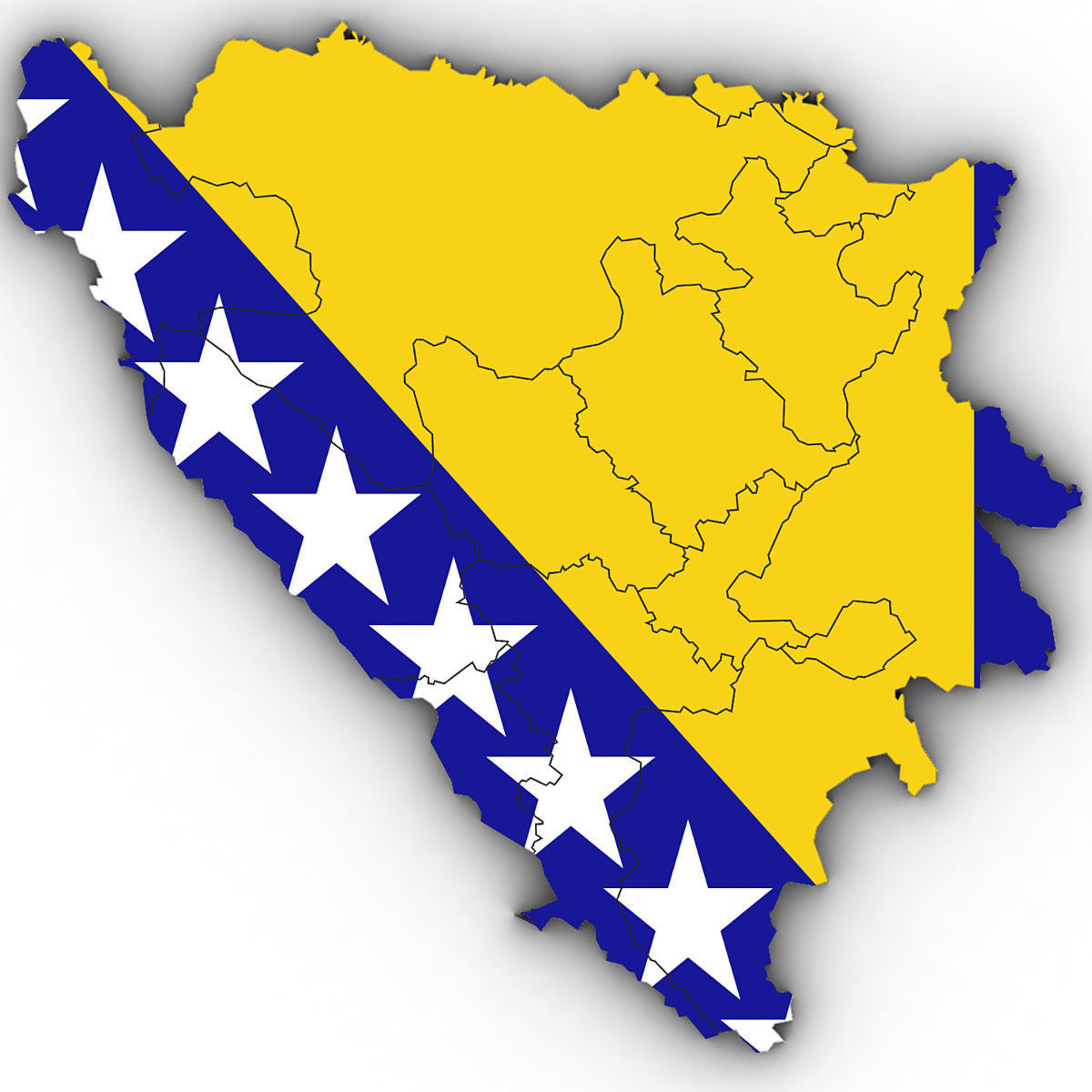 3d Political Map of Bosnia 3D model_6