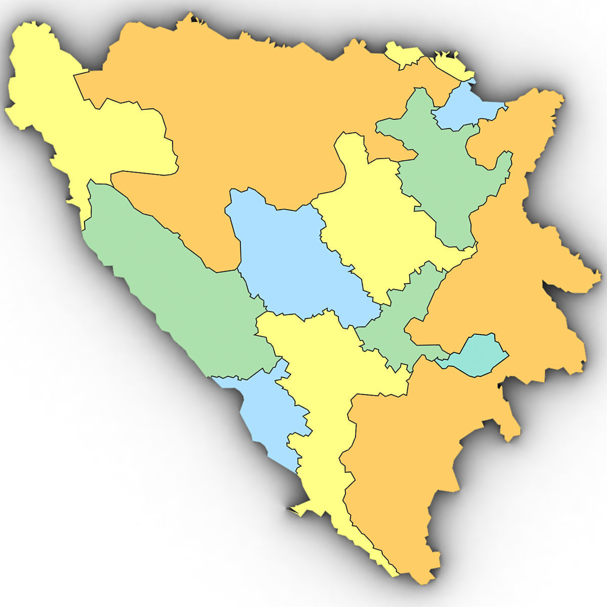 3d Political Map of Bosnia 3D model_7