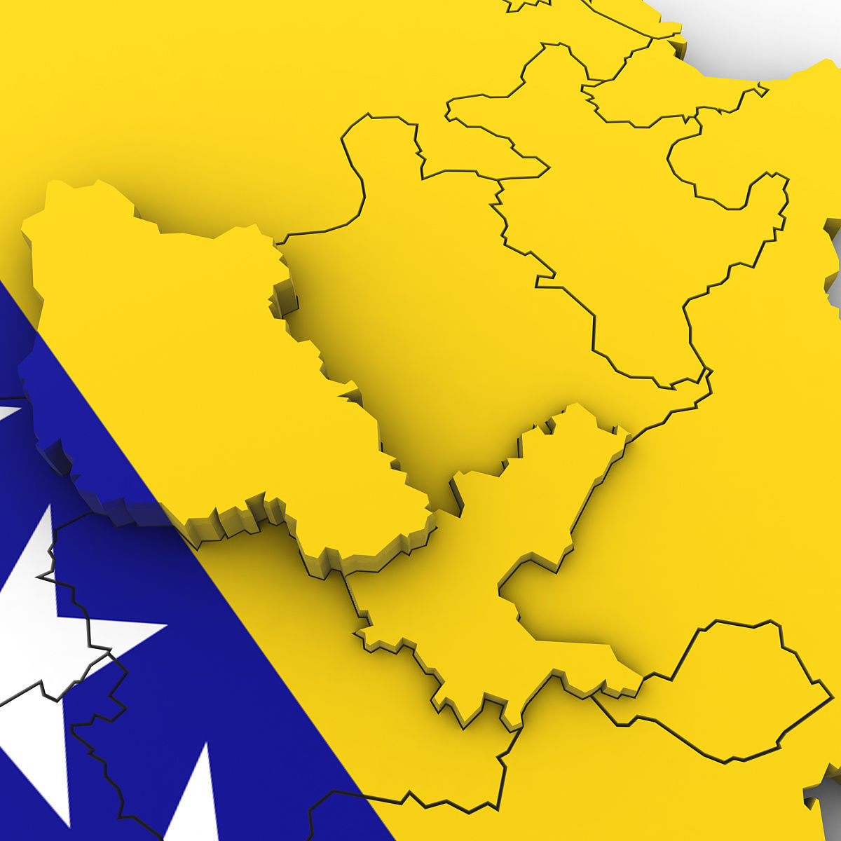 3d Political Map of Bosnia 3D model_4