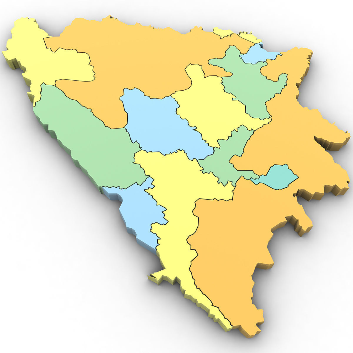 3d Political Map of Bosnia 3D model_1
