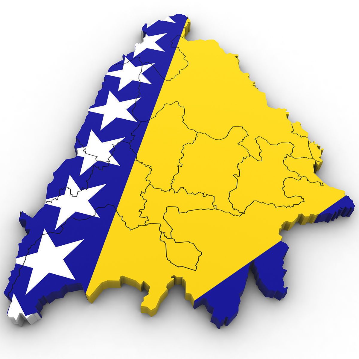 3d Political Map of Bosnia 3D model_2