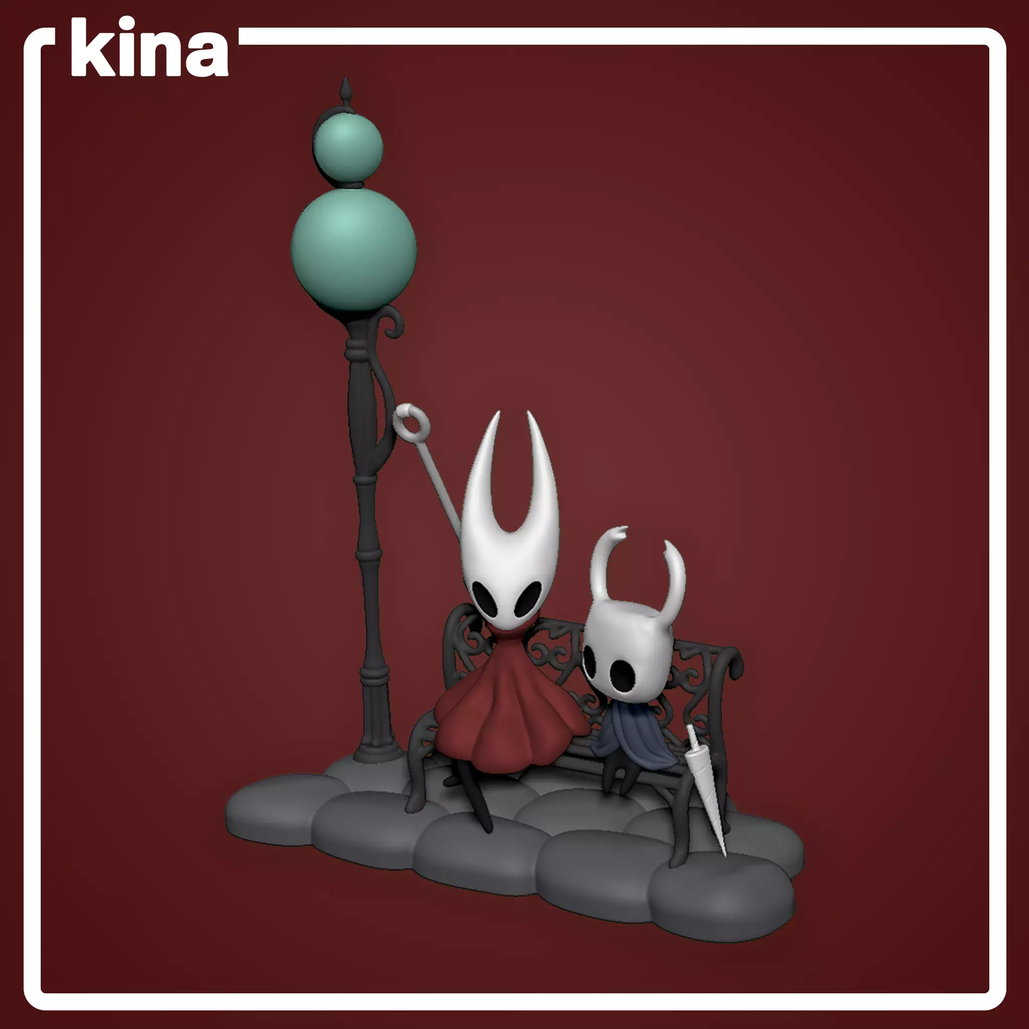 Hornet and The Knight in a bench Silksong figure 14cm 3D model 3D 