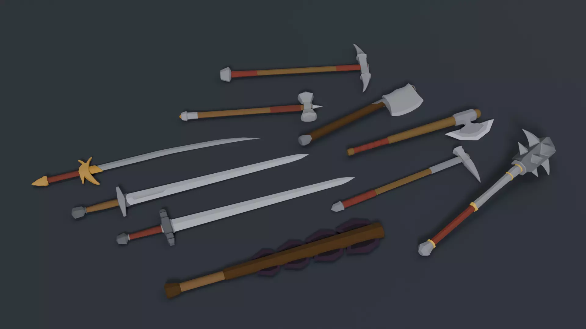 Simple RPG Low Poly weapons Free low-poly 3D model