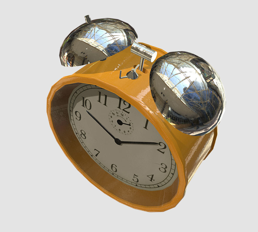 Bedside Alarm Clock Low-poly 3D model_1