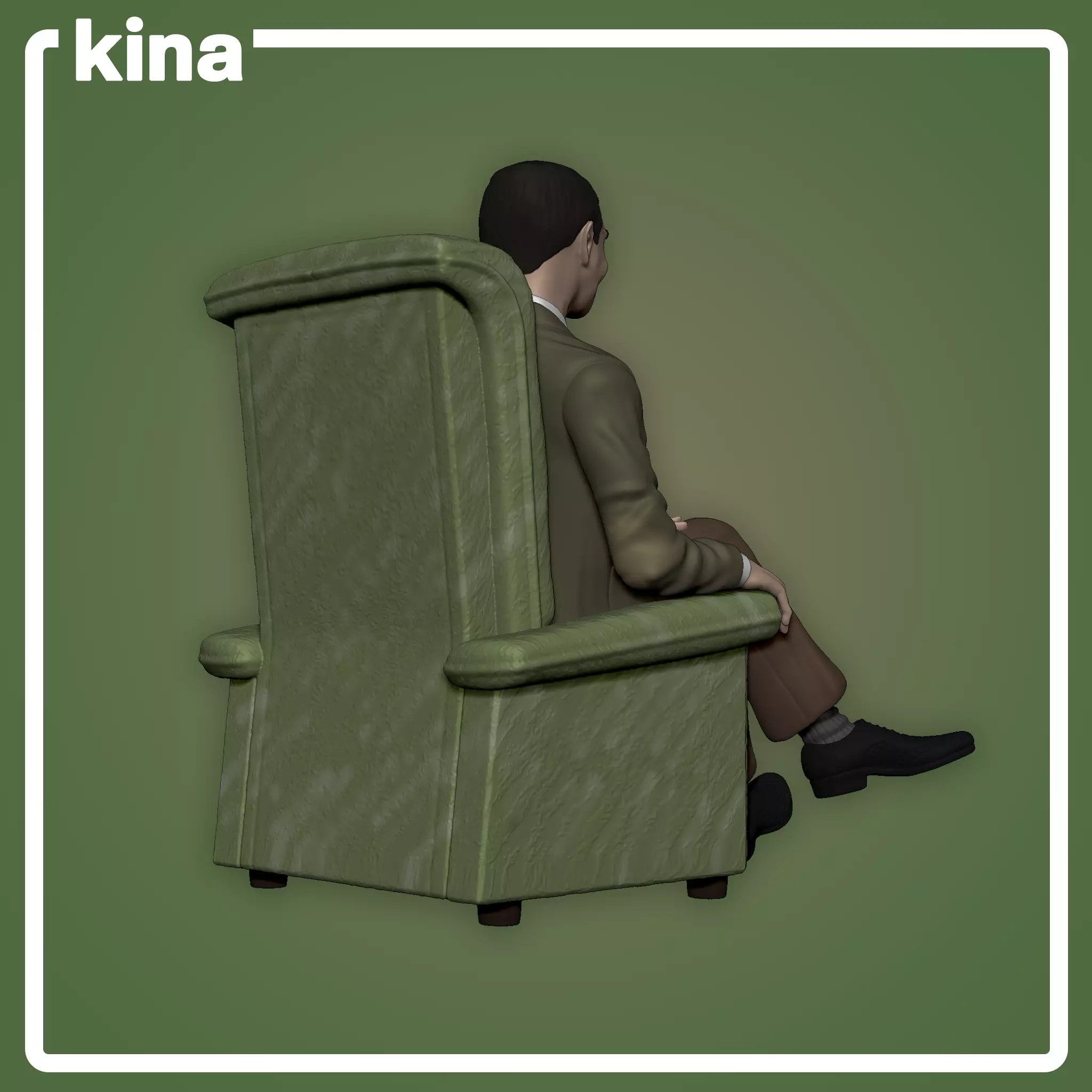 Mr Bean with Teddy in his armchair 12cm 3D print model_4