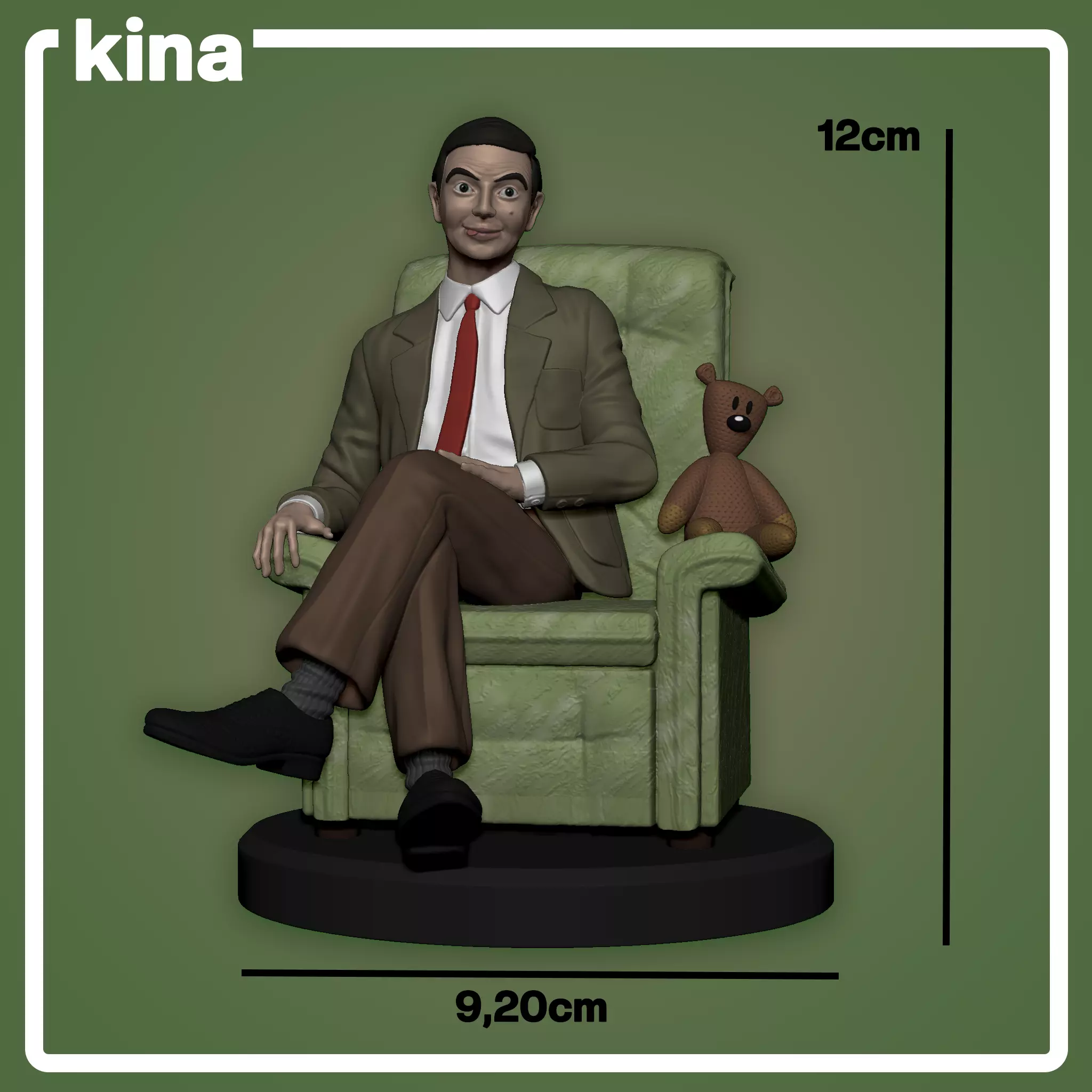 Mr Bean with Teddy in his armchair 12cm 3D print model_1