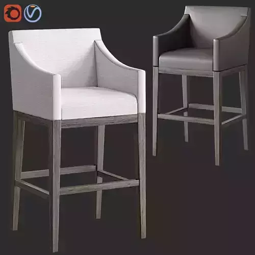 Morgan Slope Arm Fabric Stool Low-poly 3D model