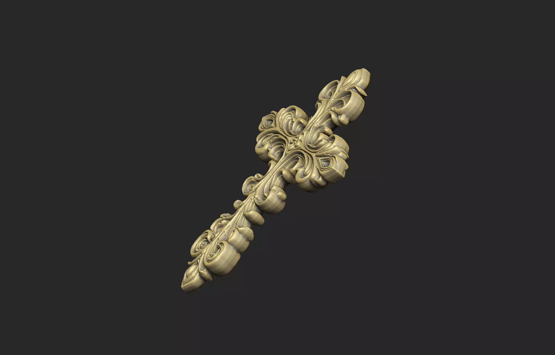 pattern cross Jesus church pray ornate wall floral symbol 3D print model_3