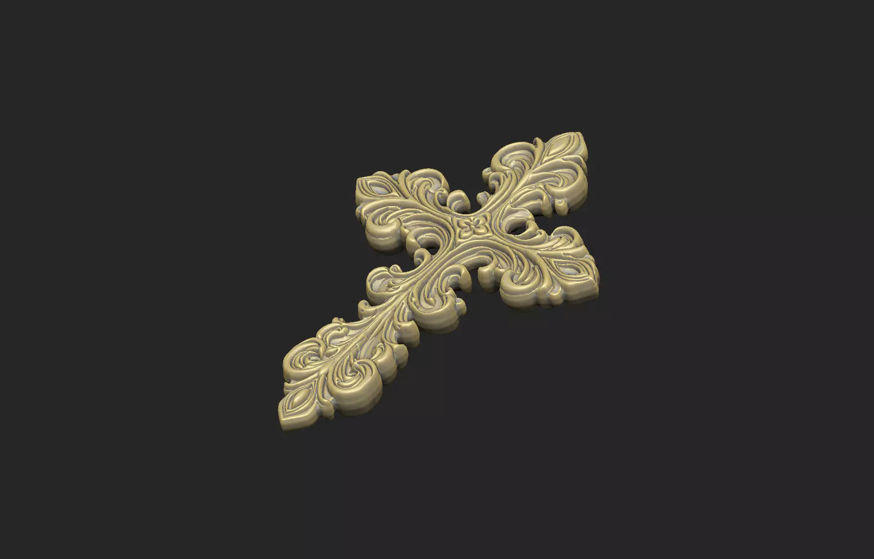 pattern cross Jesus church pray ornate wall floral symbol 3D print model_2