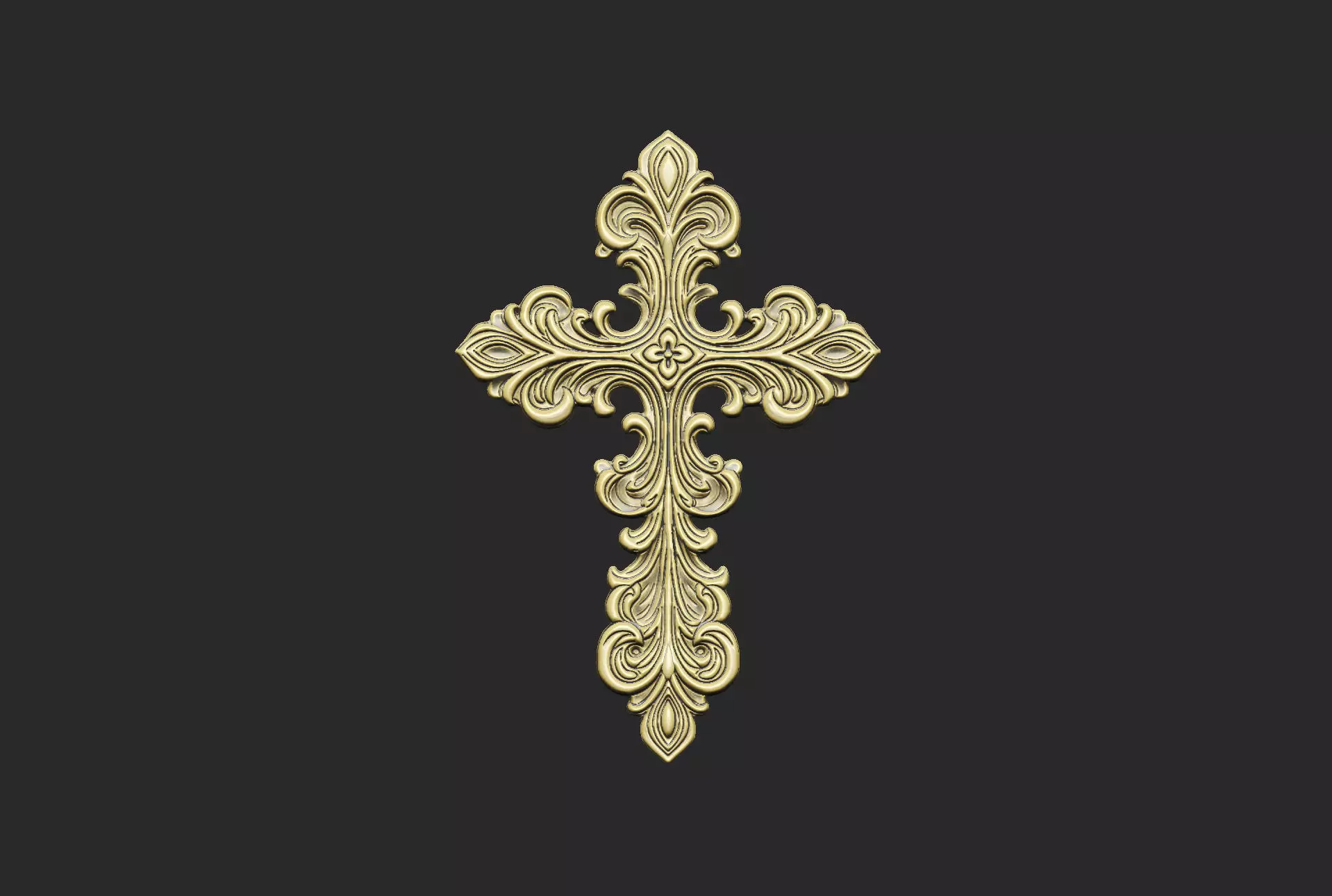 pattern cross Jesus church pray ornate wall floral symbol 3D print model_1