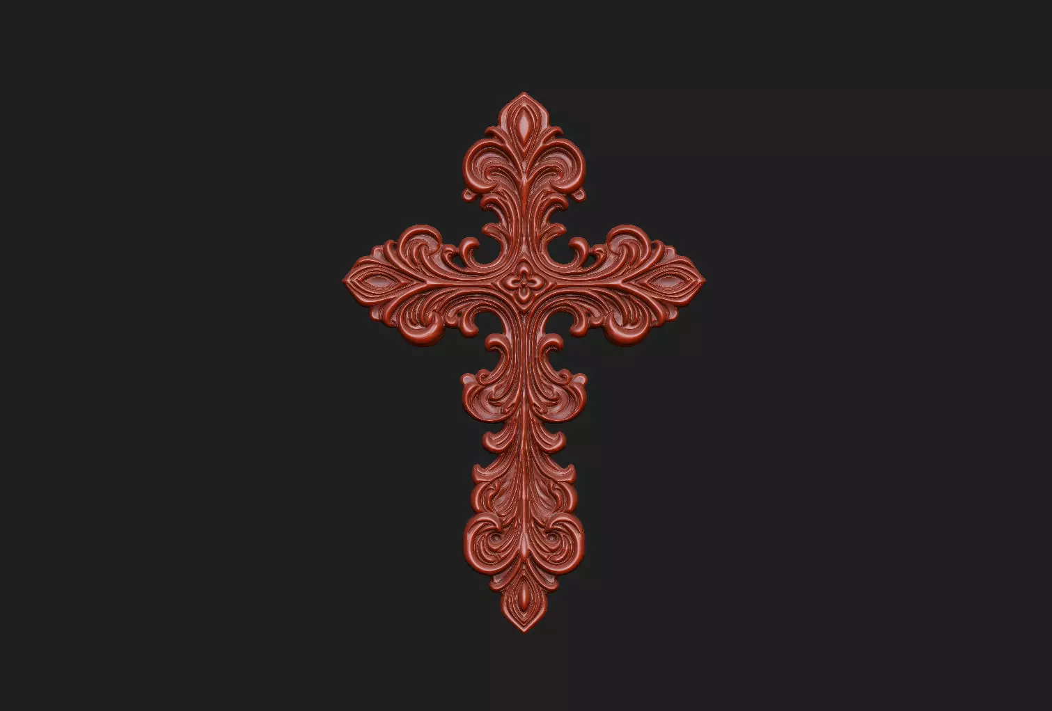 pattern cross Jesus church pray ornate wall floral symbol 3D print model_6