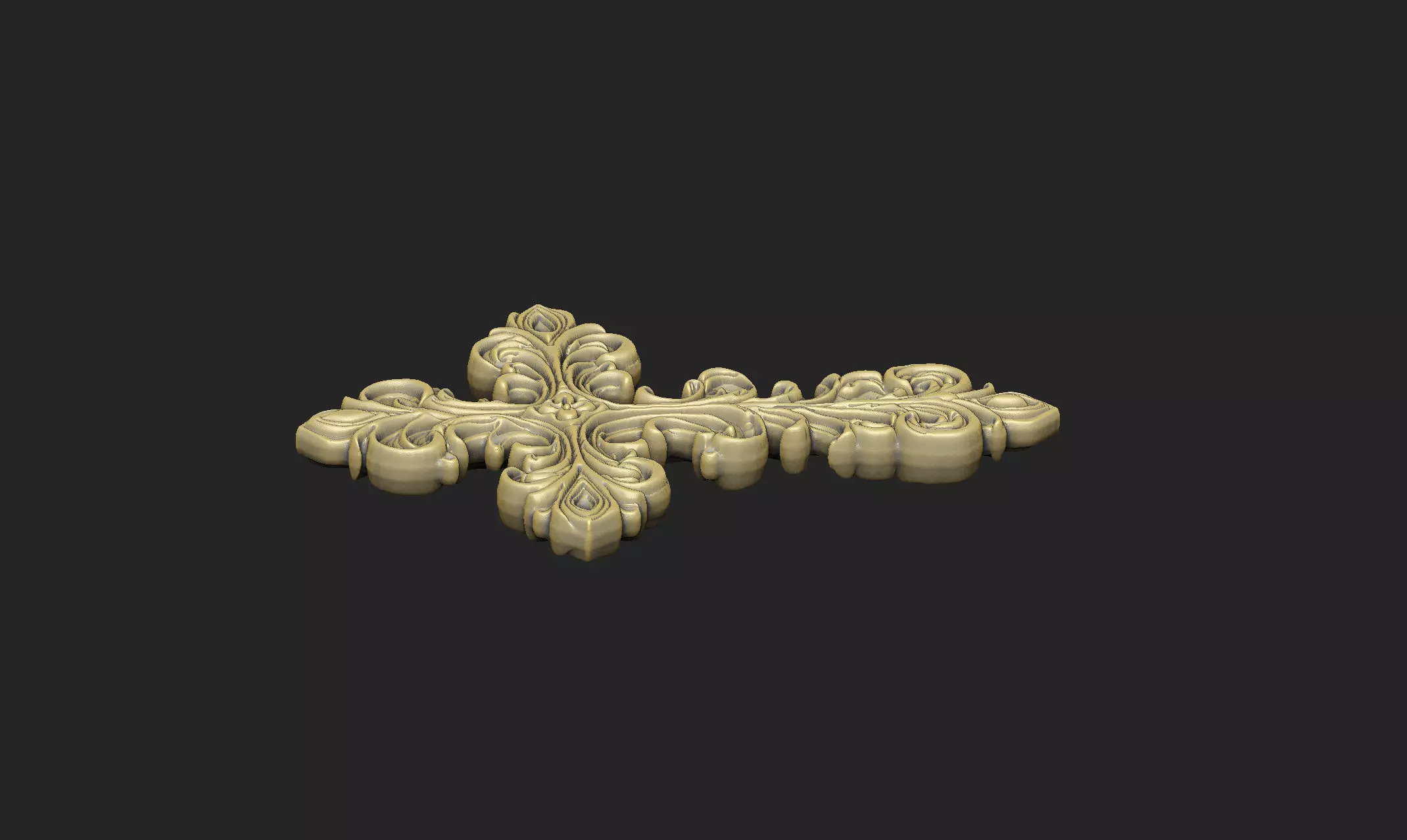 pattern cross Jesus church pray ornate wall floral symbol 3D print model_4