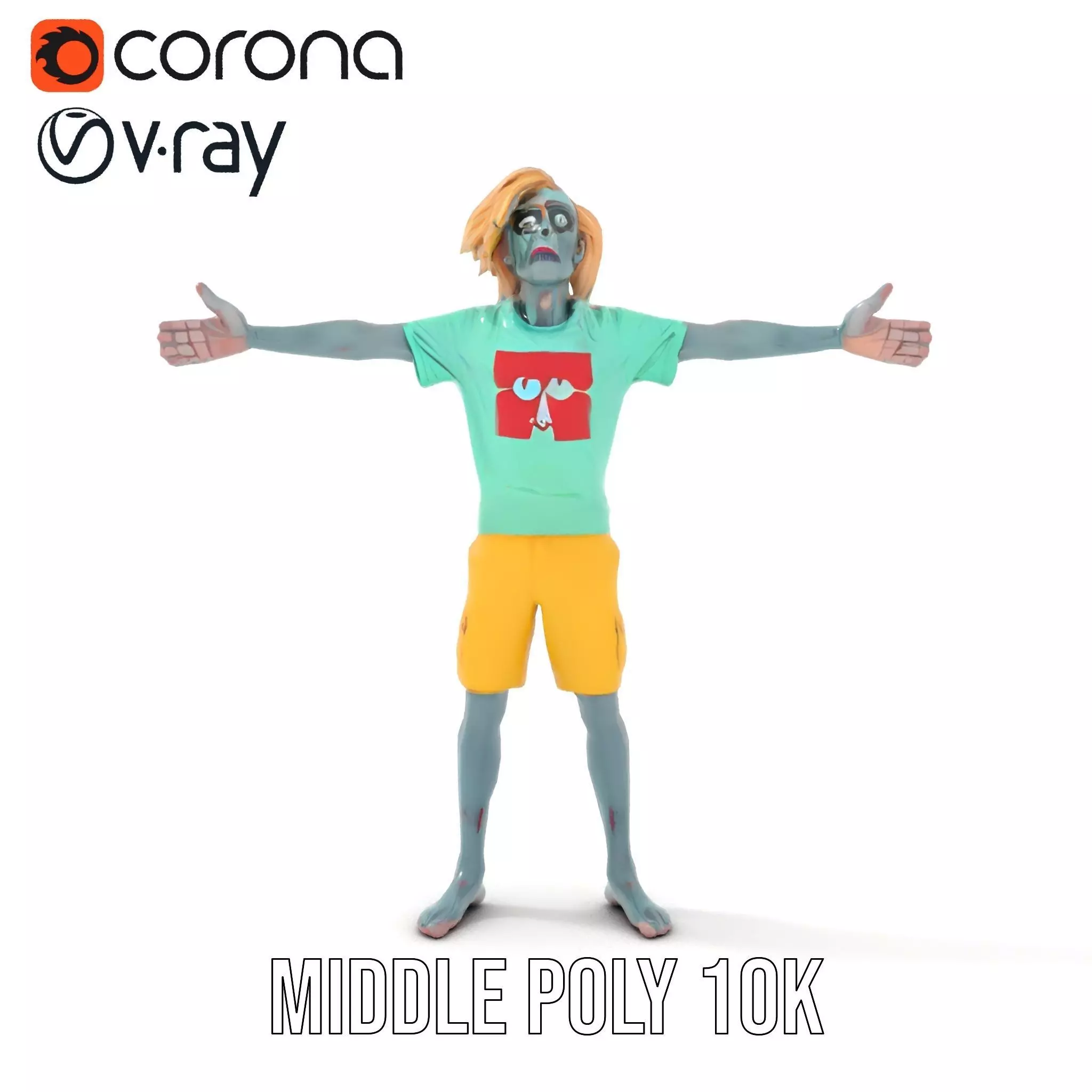 Stylish Zombie Character model pack Low-poly 3D model_5