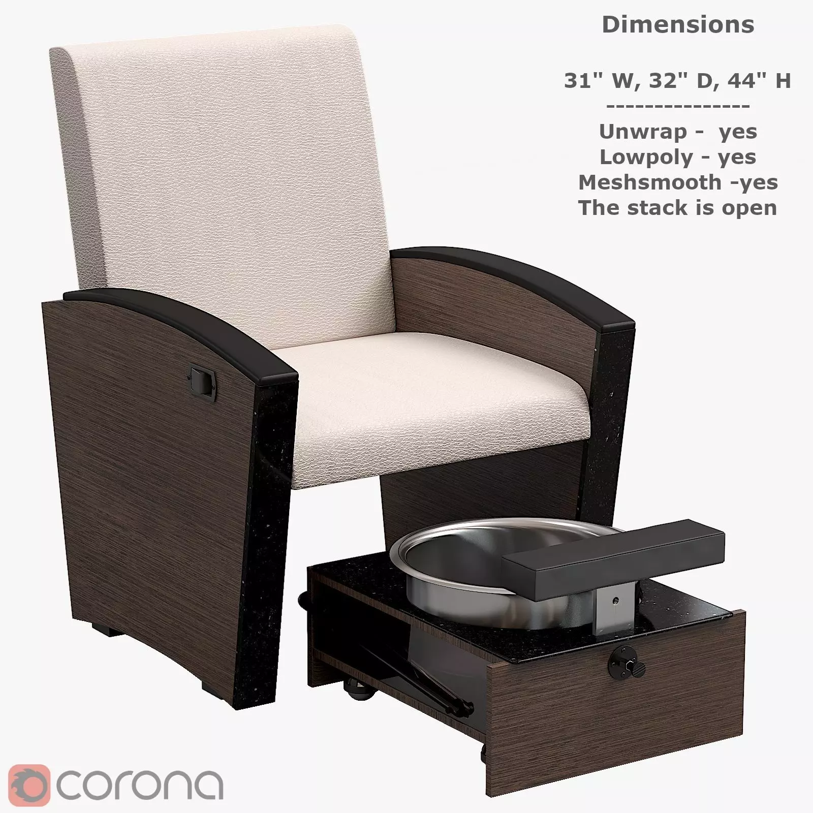 MYSTIA PEDICURE UNIT BY LIVING EARTH CRAFTS Low-poly 3D model