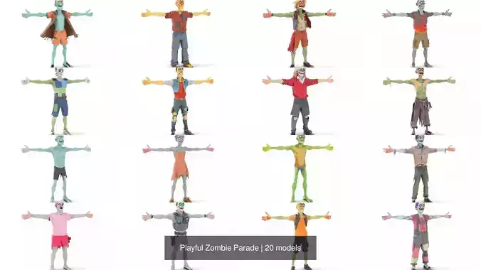 Playful Zombie Parade 3D Model Collection Playful Zombie Parade 3D Model Collection