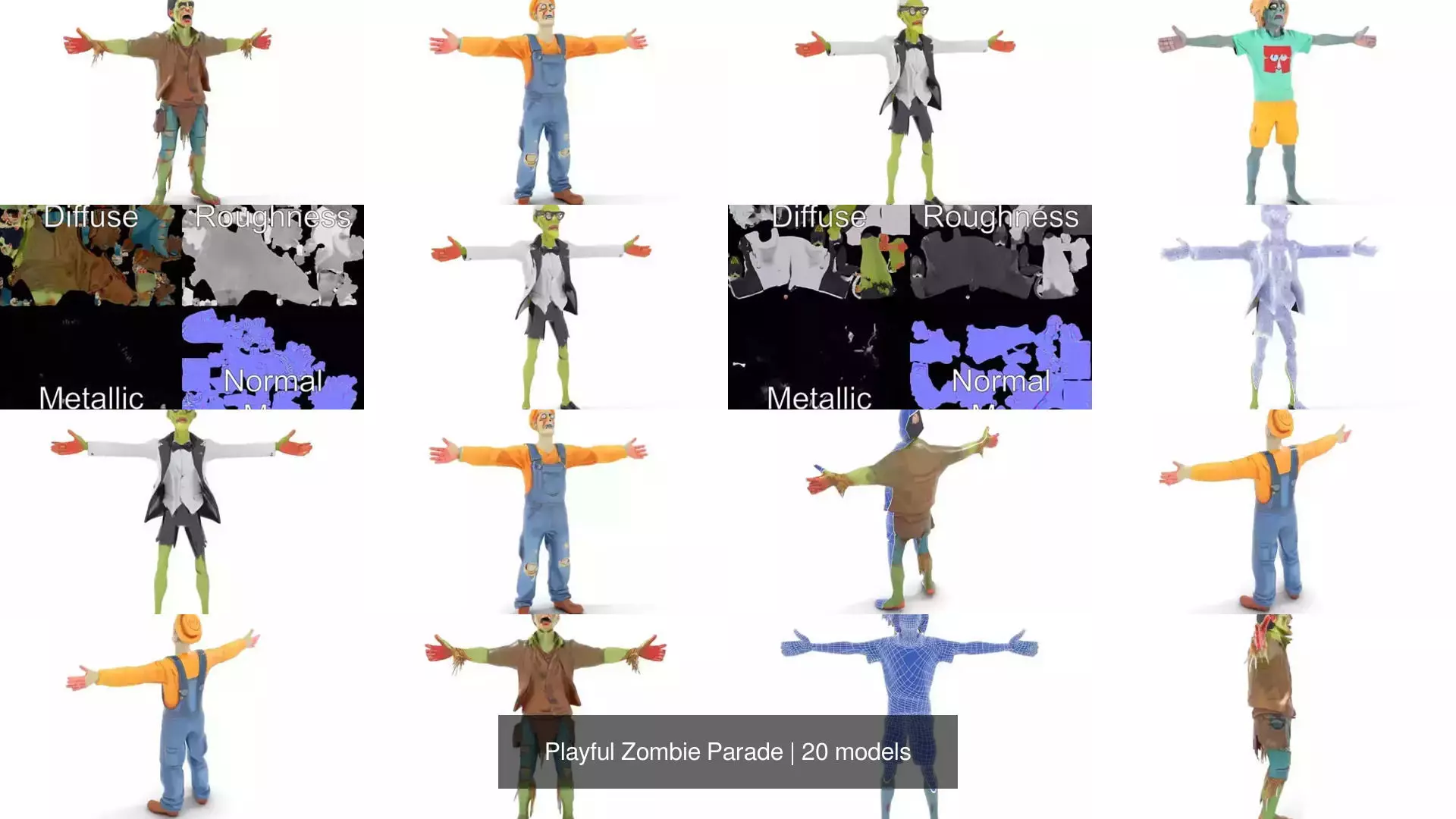 Playful Zombie Parade 3D Model Collection_31