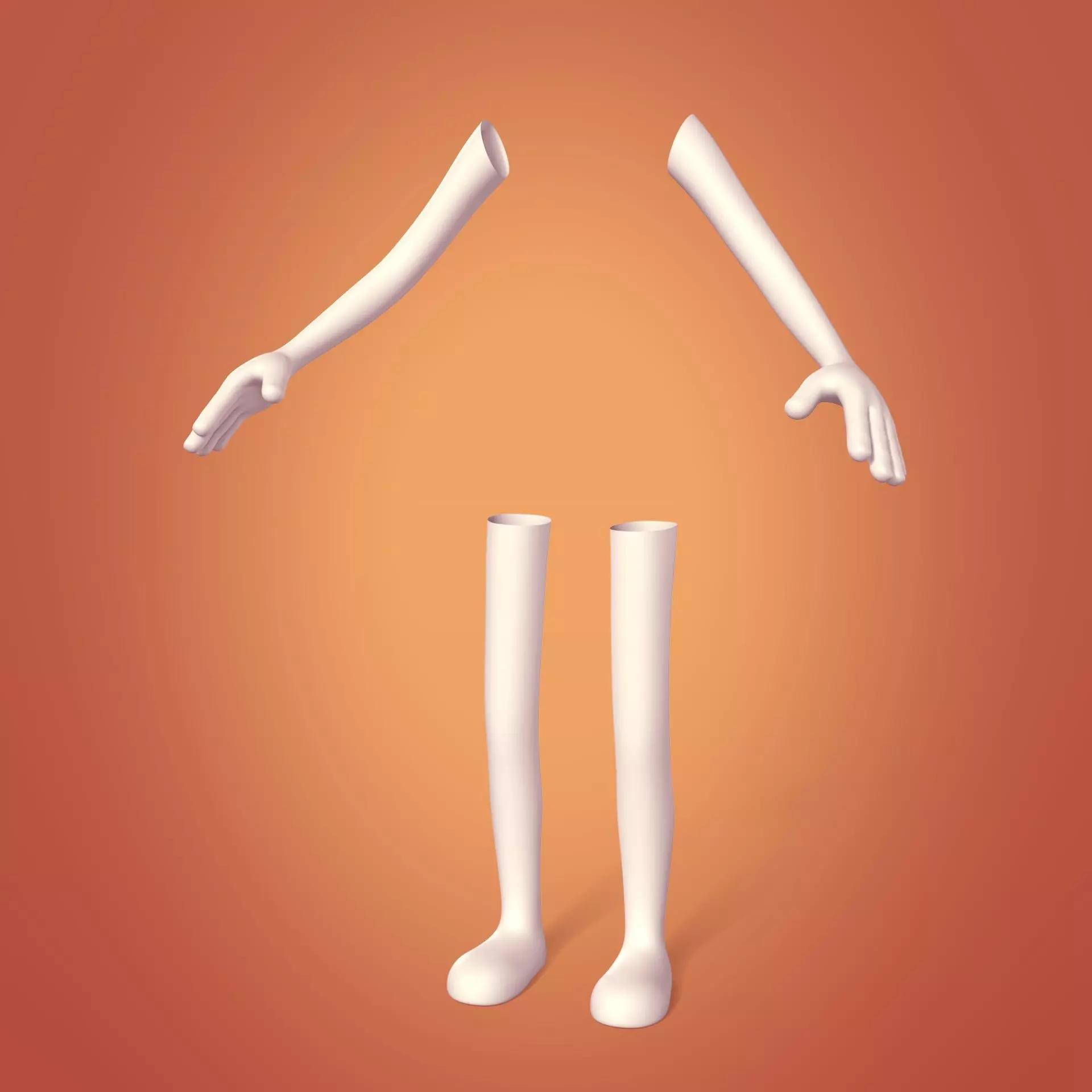 Cartoon Character Arms and Legs - Hand - Foot Low-poly 3D model