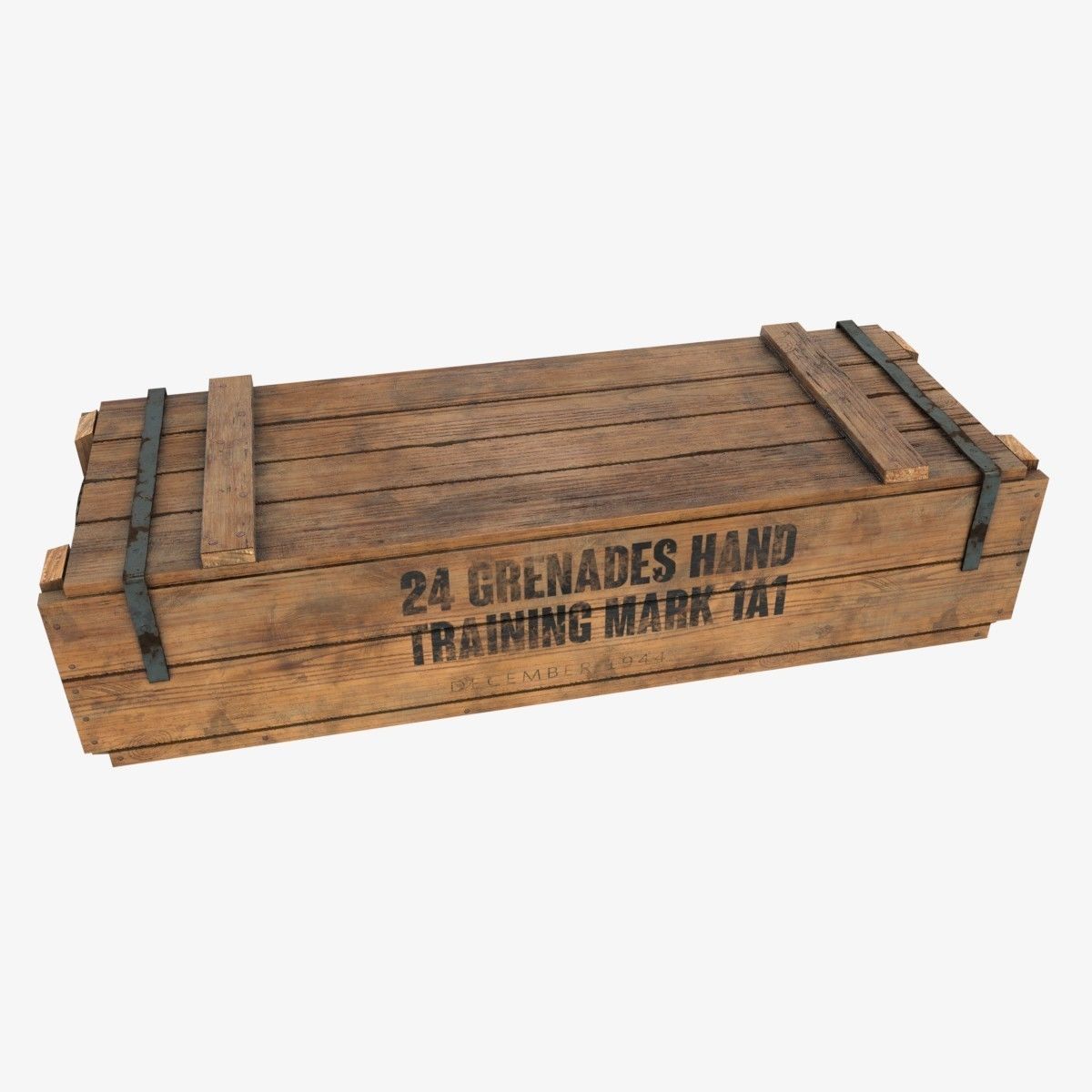 US WWII wooden crate Low-poly 3D model_2