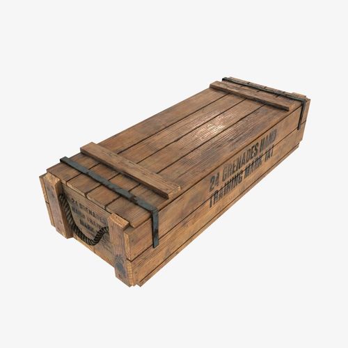 US WWII wooden crate Low-poly 3D model