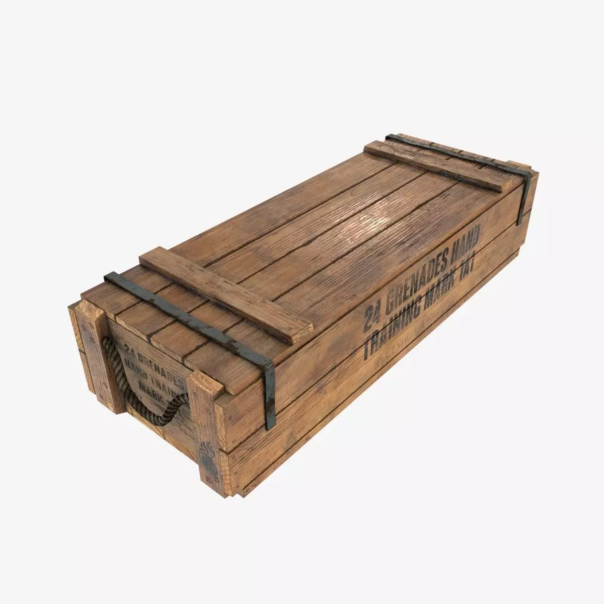 US WWII wooden crate Low-poly 3D model_0
