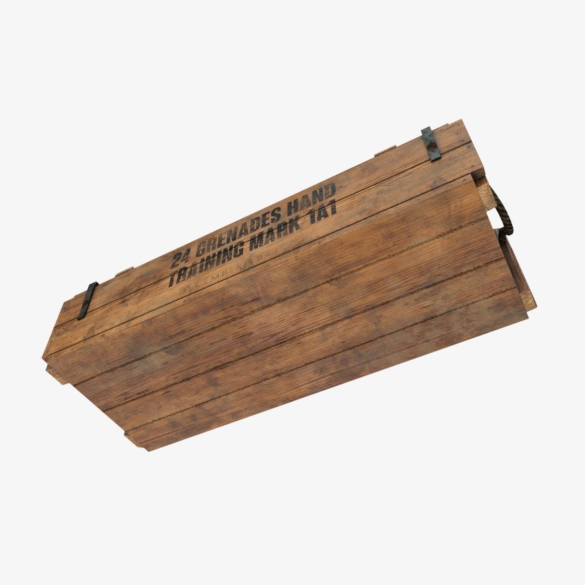 US WWII wooden crate Low-poly 3D model_11