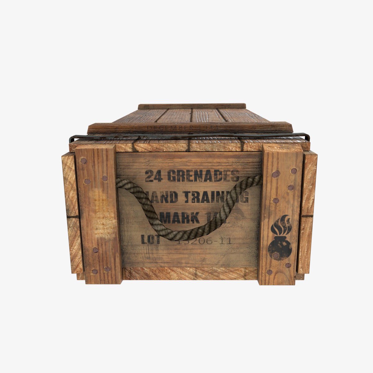 US WWII wooden crate Low-poly 3D model_6