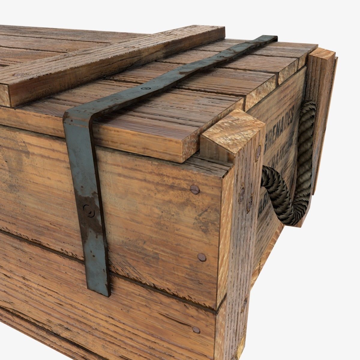 US WWII wooden crate Low-poly 3D model_13