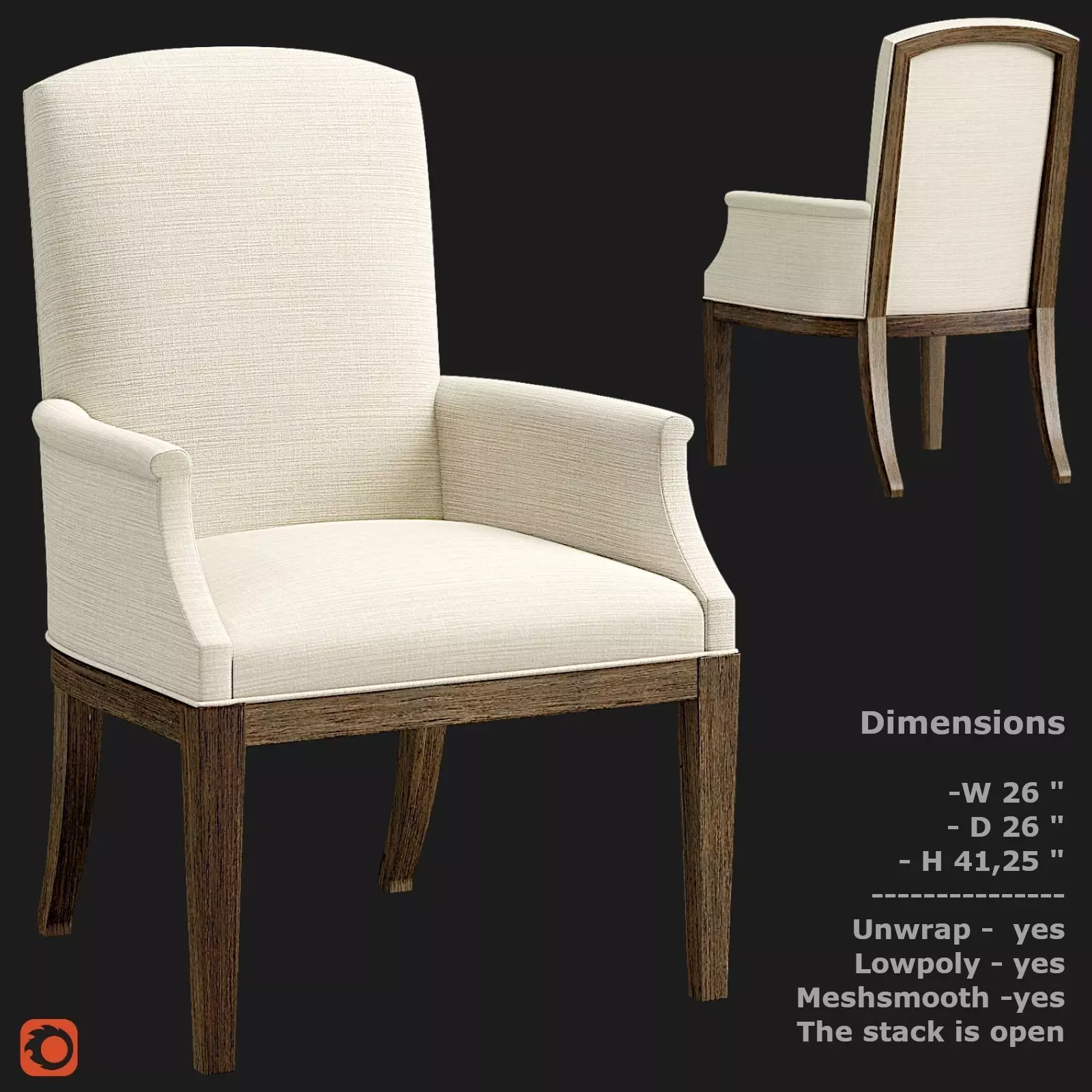 Tison Dining Arm Chair Low-poly 3D model