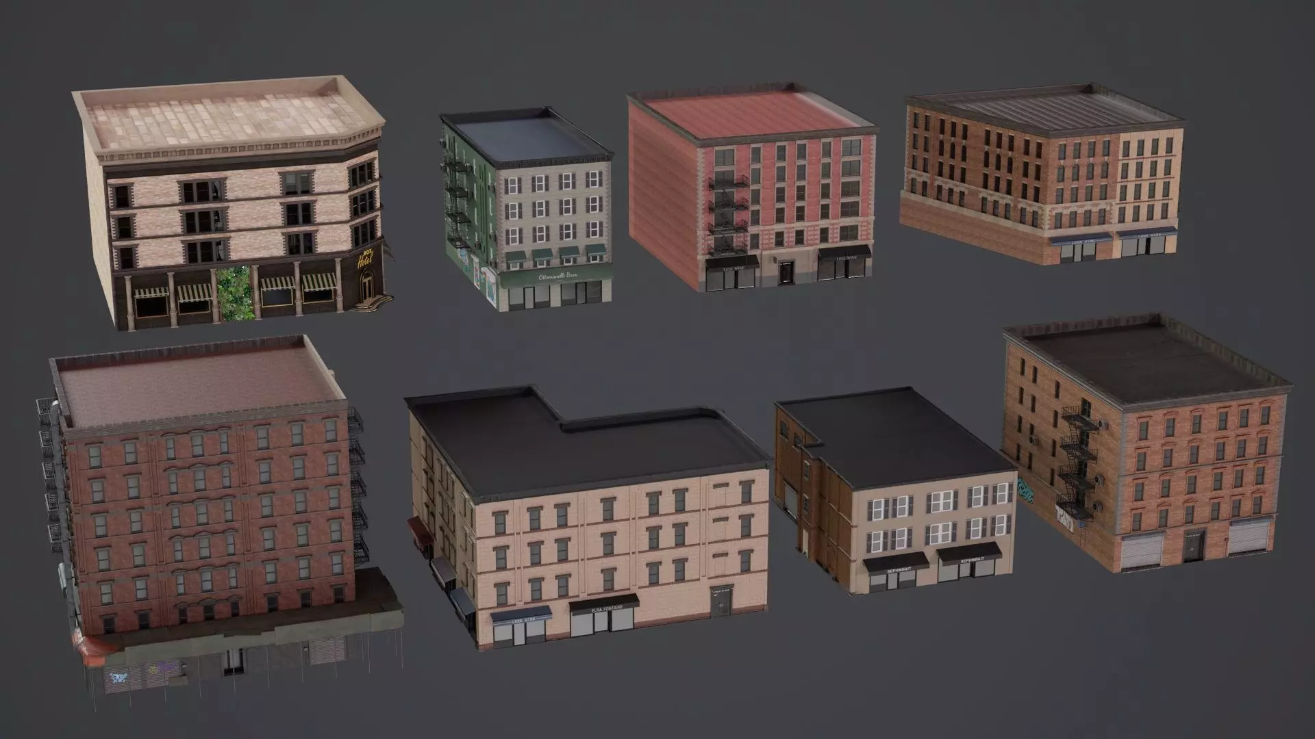 Game Ready Apartment Building Pack V1 Low-poly 3D model_0