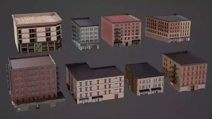 Game Ready Apartment Building Pack V1 Low-poly 3D model Game Ready Apartment Building Pack V1 Low-poly 3D model