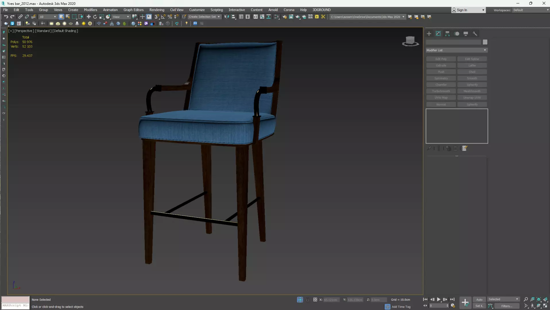 Yves Bar Stool Low-poly 3D model_12