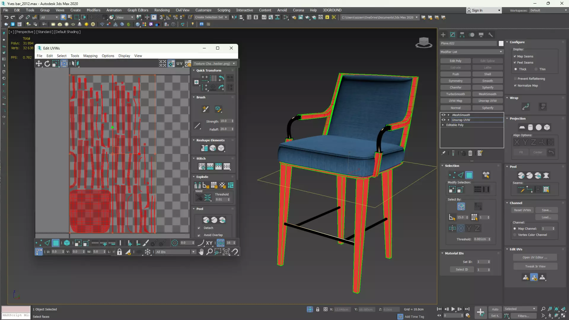 Yves Bar Stool Low-poly 3D model_16