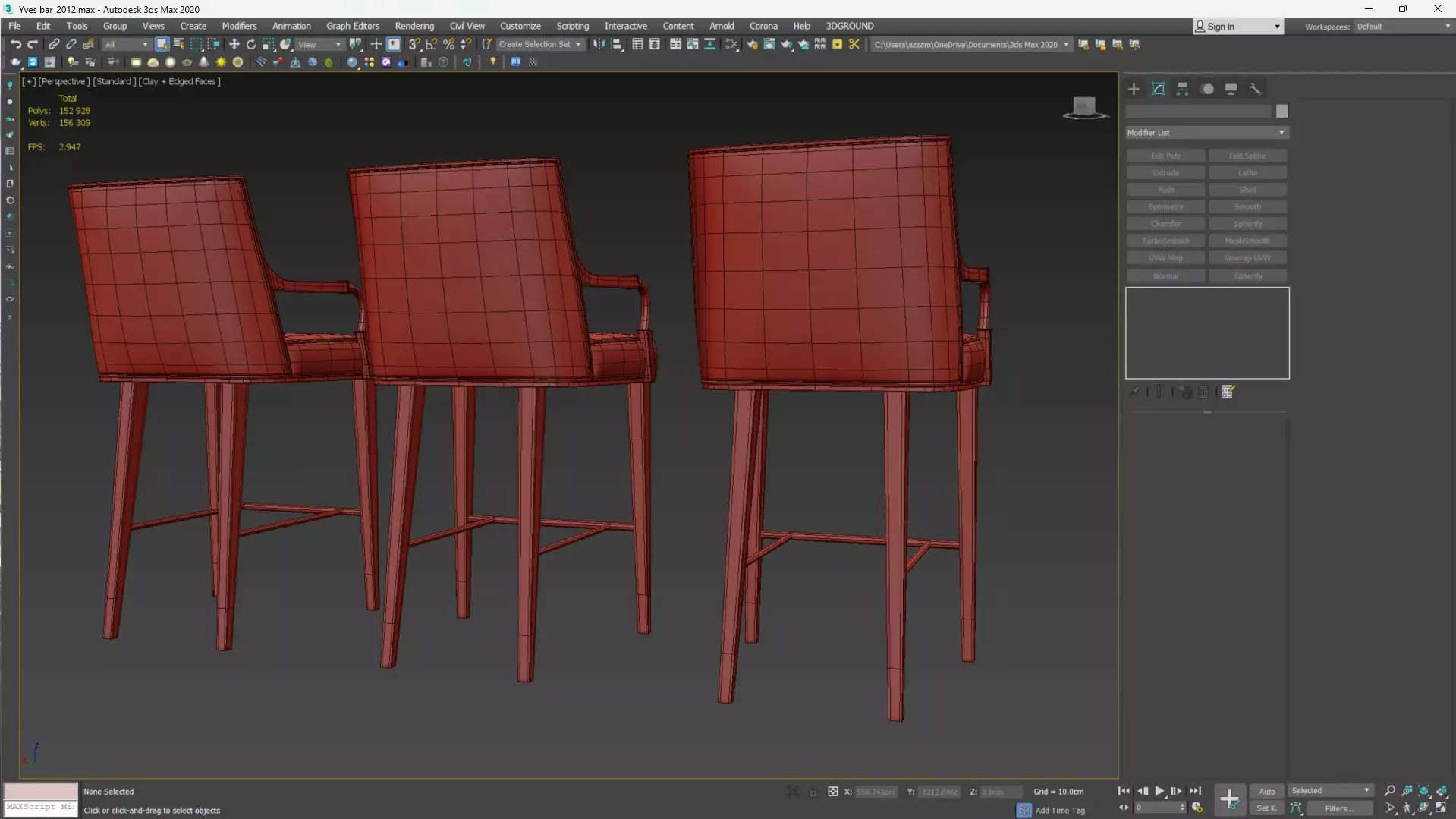 Yves Bar Stool Low-poly 3D model_7
